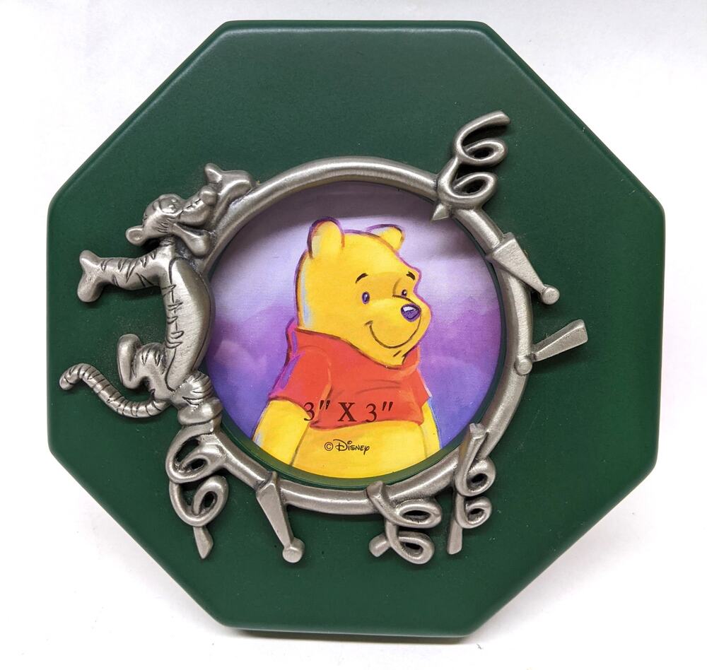 Walt Disney World Winnie the Pooh Tigger Photo Frame Pewter Green Vintage